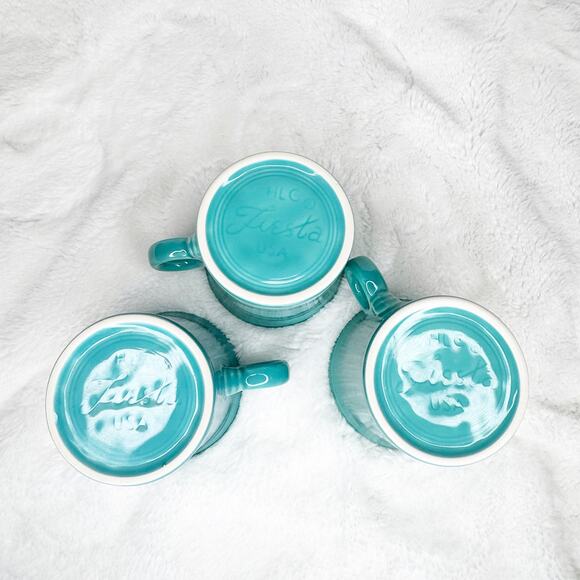 Fiestaware Turquoise Tom & Jerry Fiesta USA Coffee Pottery Mug 12 oz set of 3 - Picture 5 of 5